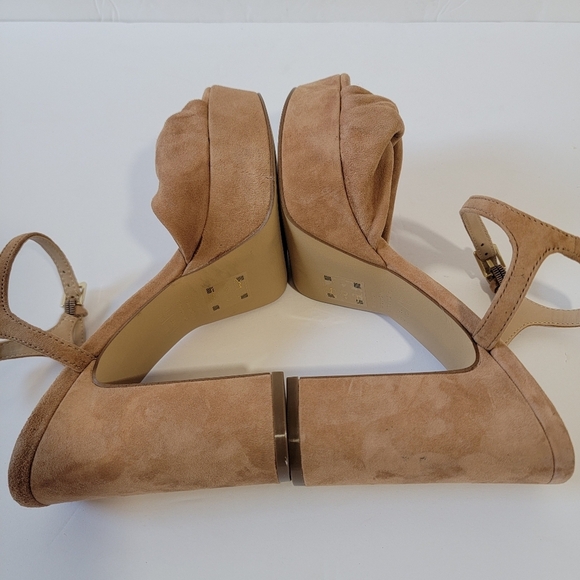 DRAPER JAMES Paloma Platform Tan Suede Slink Back Pumps Sz 8.5 Y2K Going Out - Picture 5 of 12
